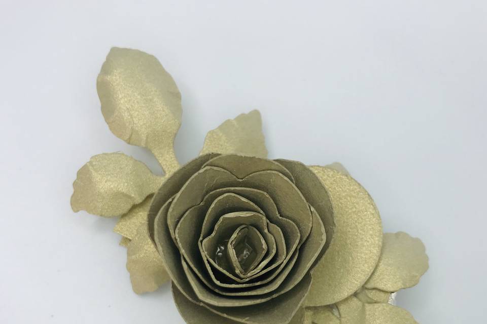 Gold Paper Flower HairPiece