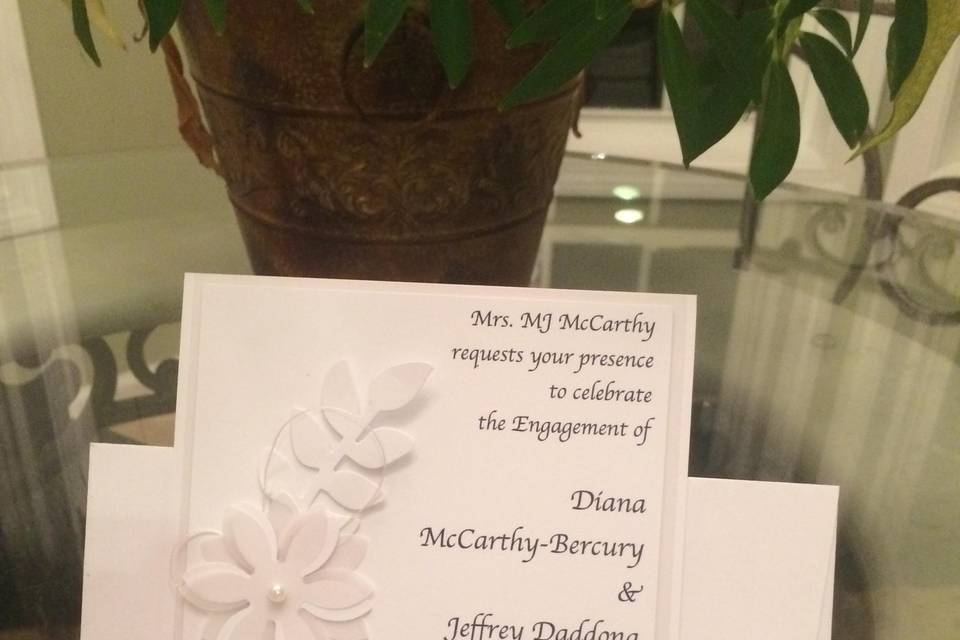 With on white engagement invite