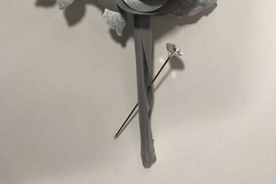 Silver paper flower boutineer