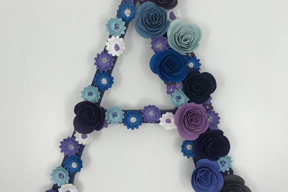 Blue/Purple Flower Letter A