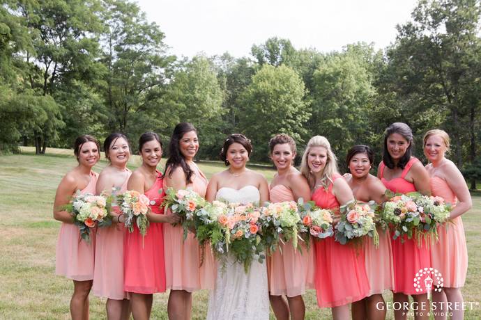 Bride and her bridesmaids