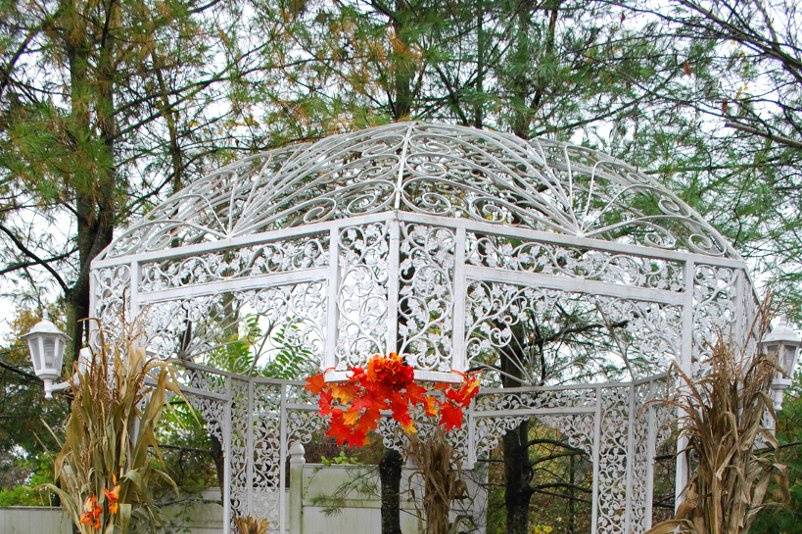 Gazebo with fall decor