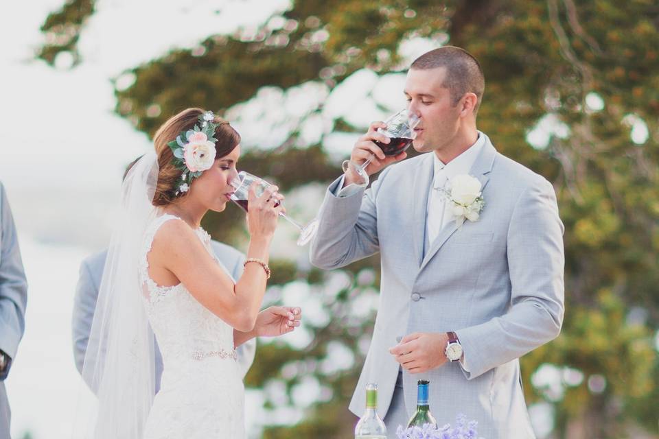 Ceremony sealed with wine. Photo by Kelly Costello Photography.