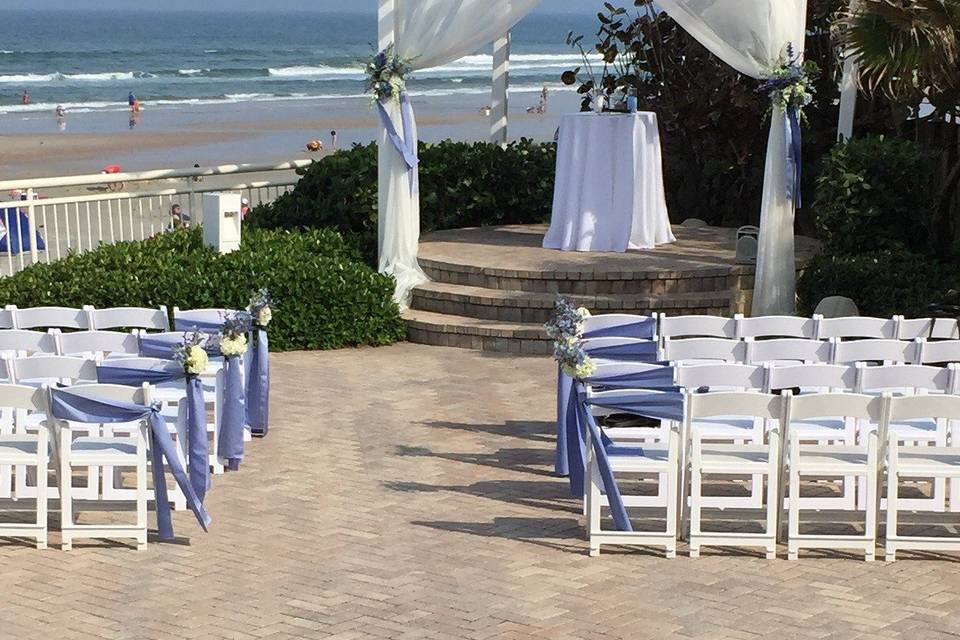 Beachfront wedding setup