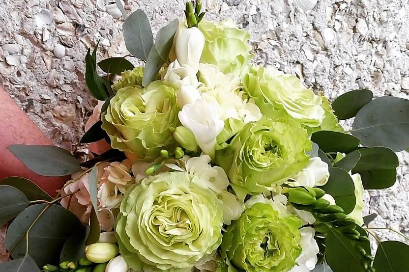Greens & White Bridal Bouquet