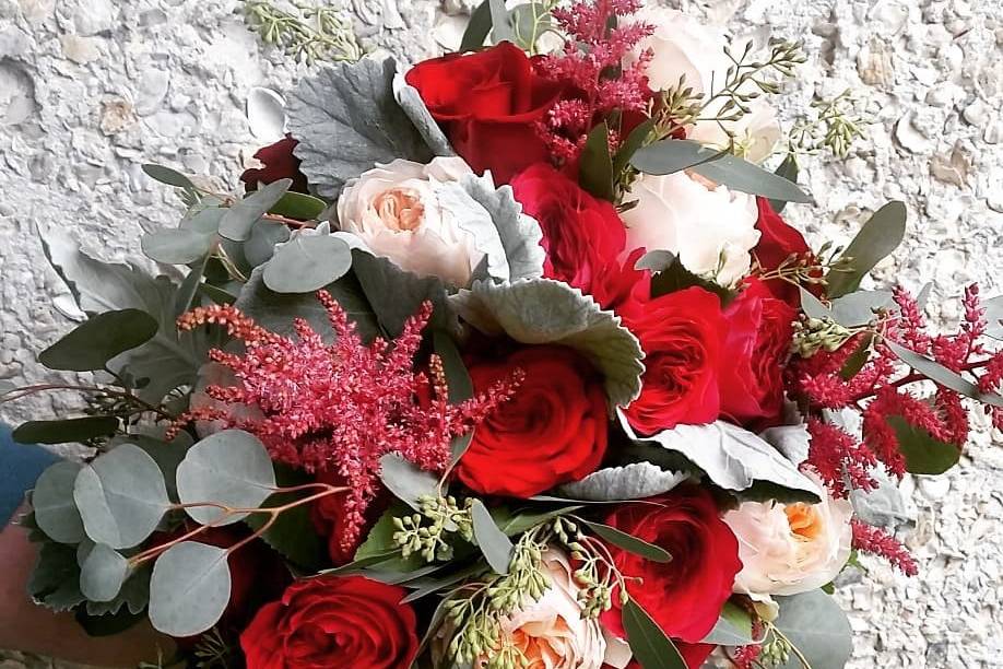 Red & Creams Bridal Bouquet