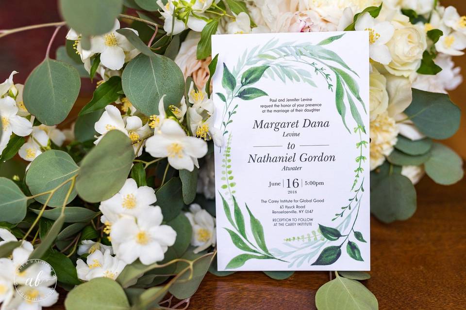 Wedding card and floral decor