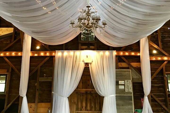 Drapes and string lights