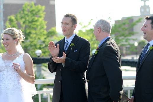 The couple and groomsmen