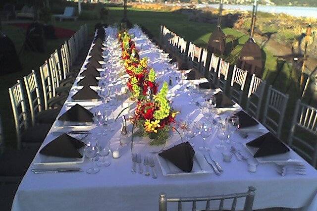 A more formal dinner seating on the beach