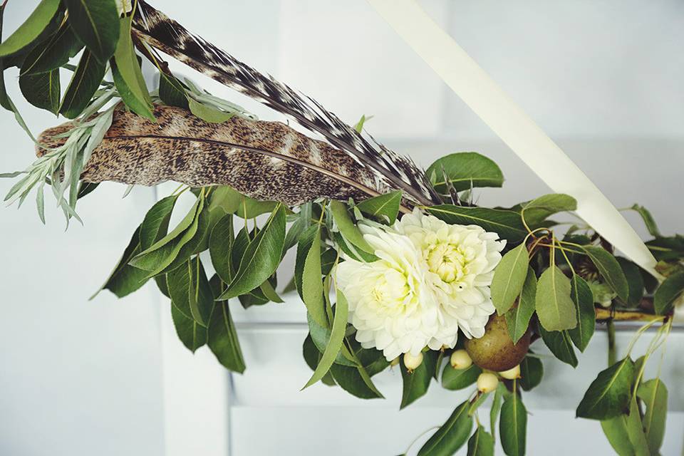 Feathers and floral on chairs