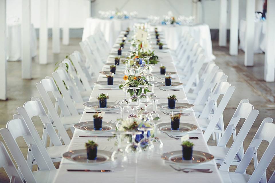 Feathers and floral on chairs