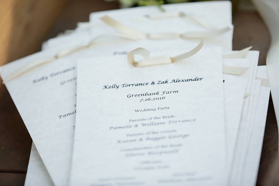 Wedding programs