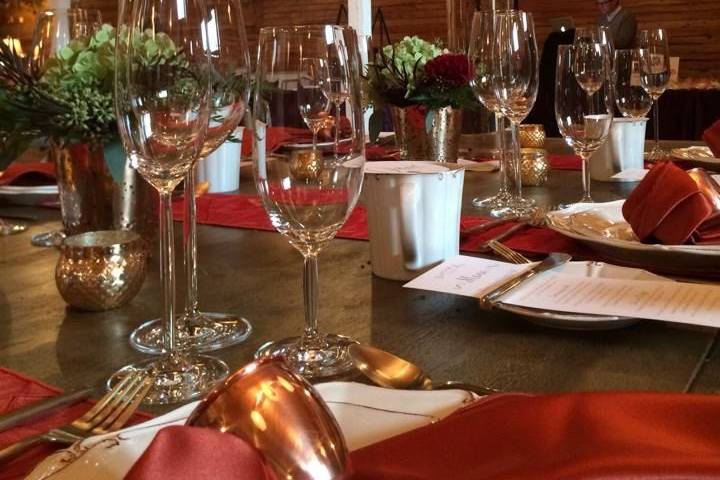 Head table florals suspended over table