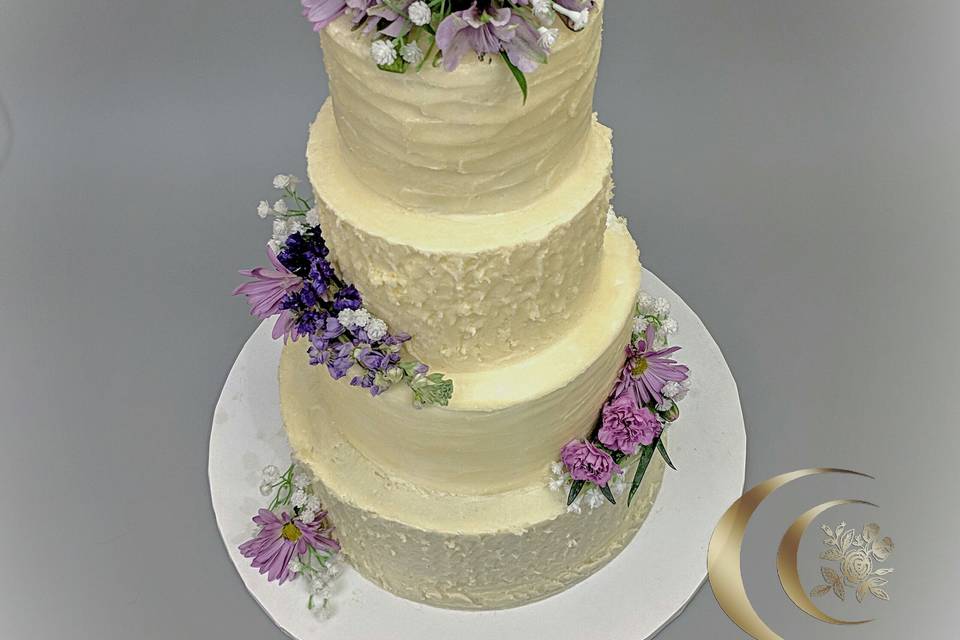 Cake with purple flowers