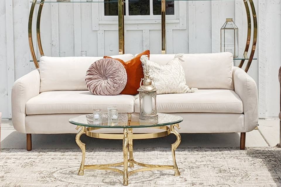 Edie sofa with vintage gold