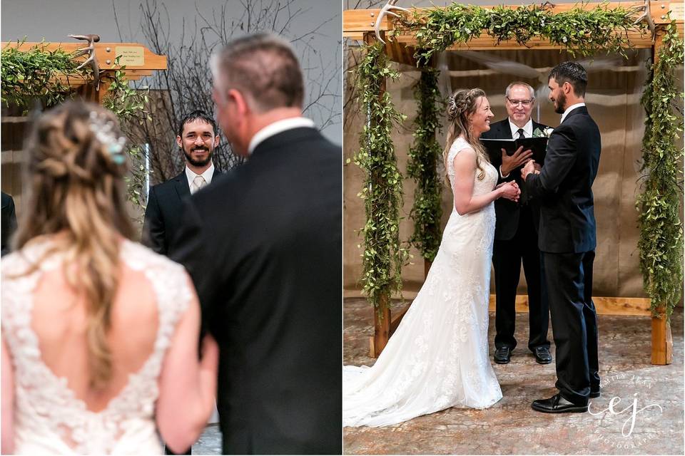 Kiss under wedding cabana