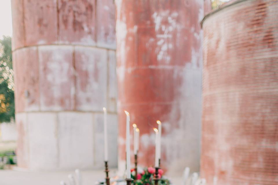 Table setup with centerpiece