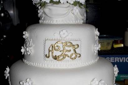 All white wedding cake