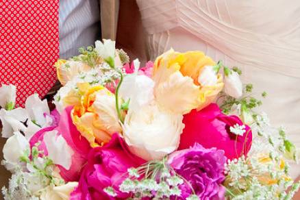 The bride holding her bouquet