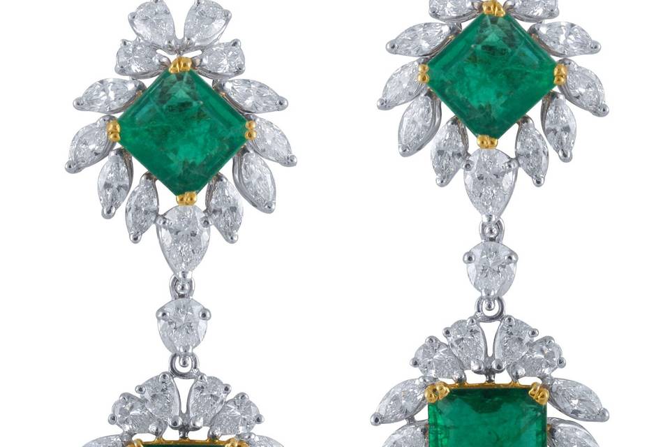 Colombian emerald & diamond earrings