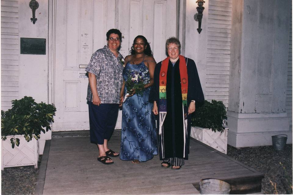 After a private wedding at the Unitarian Universalist Meeting House, Provincetown, Massachusetts