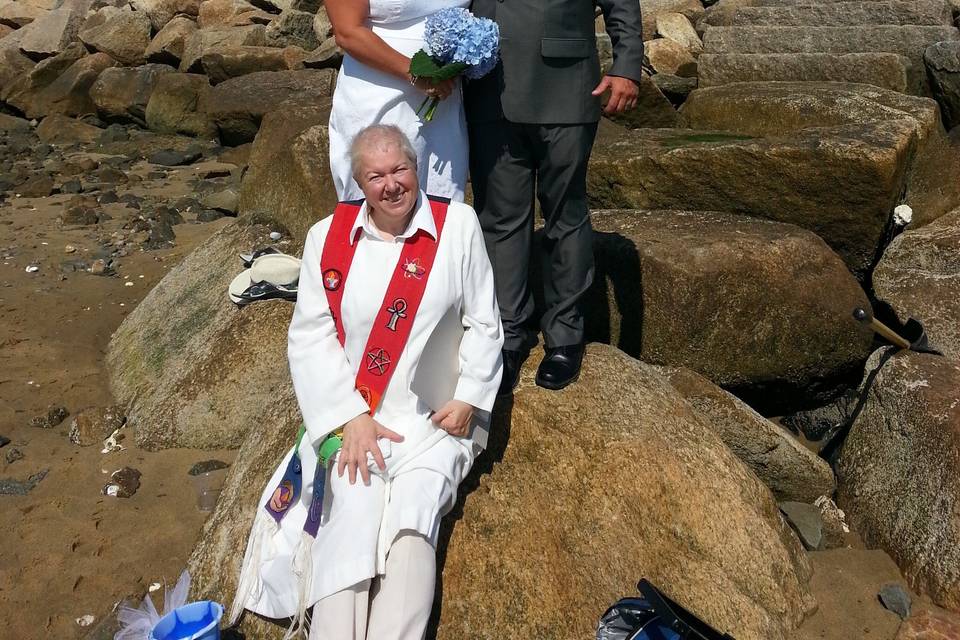 Kristyn and David with Rev. Alison Hyder, Wellfleet, Massachusetts
