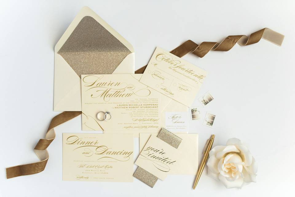 Cream wedding invitation