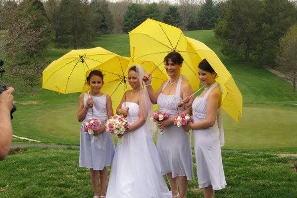 The bride with her bridesmaids