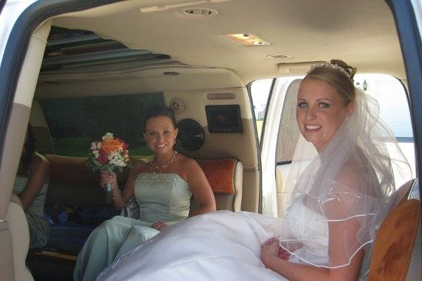 Bride in limo