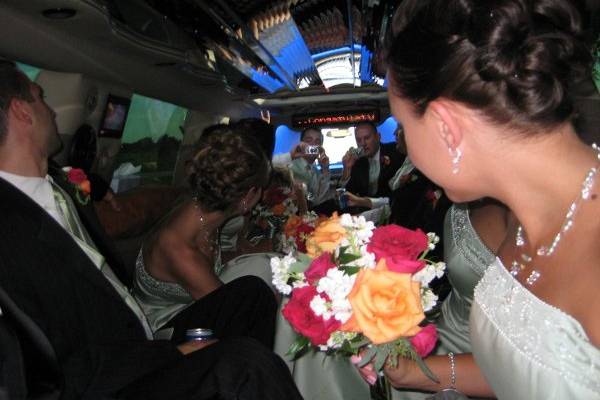Bride in limo