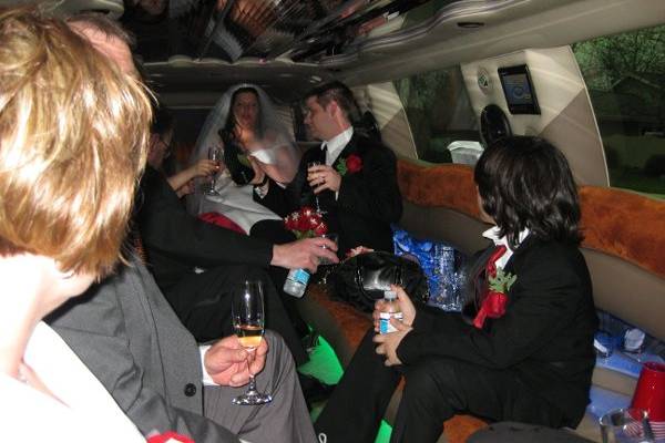 Notice the FREE bottle of Dom Perignon we gave the bridal party. Compliments of Limos Without Limits!