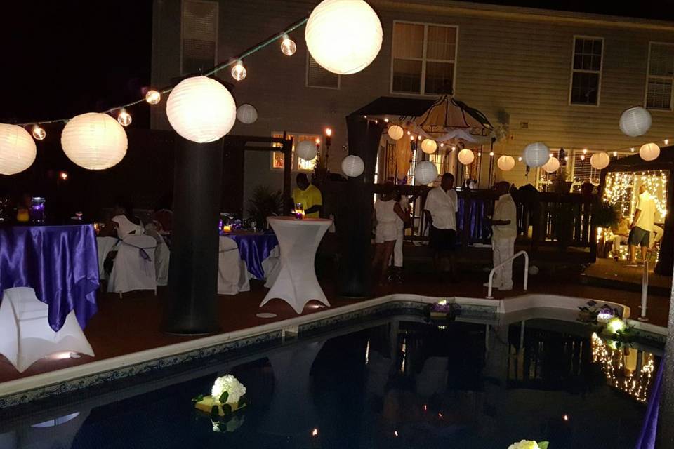 Wedding poolside reception