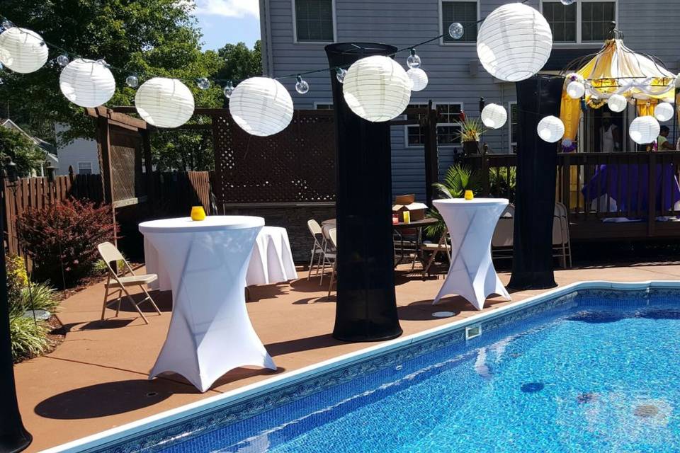 Wedding poolside reception