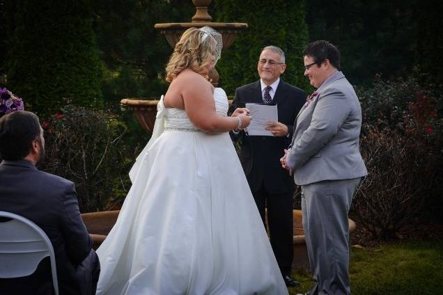 Exchanging rings at Valenzano Winery in Shamong, NJ.