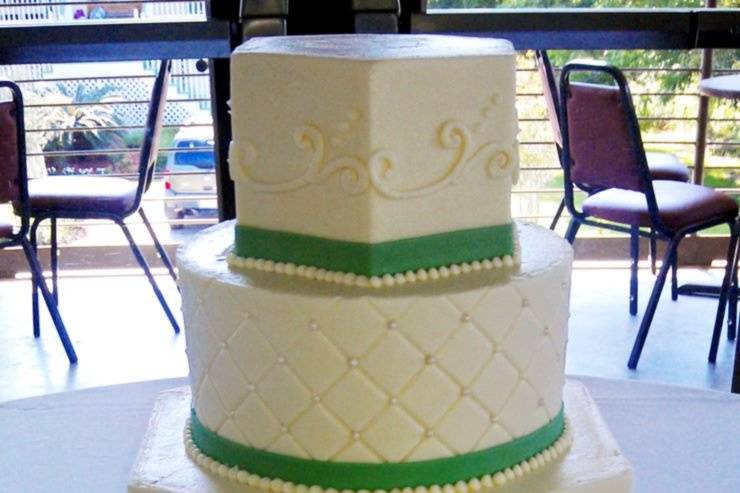An elegant display in green and ivory.