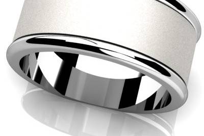 Simple and classic men's wedding band with brush finish down the center and polished sides.