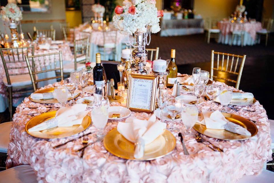 Table setup with centerpiece