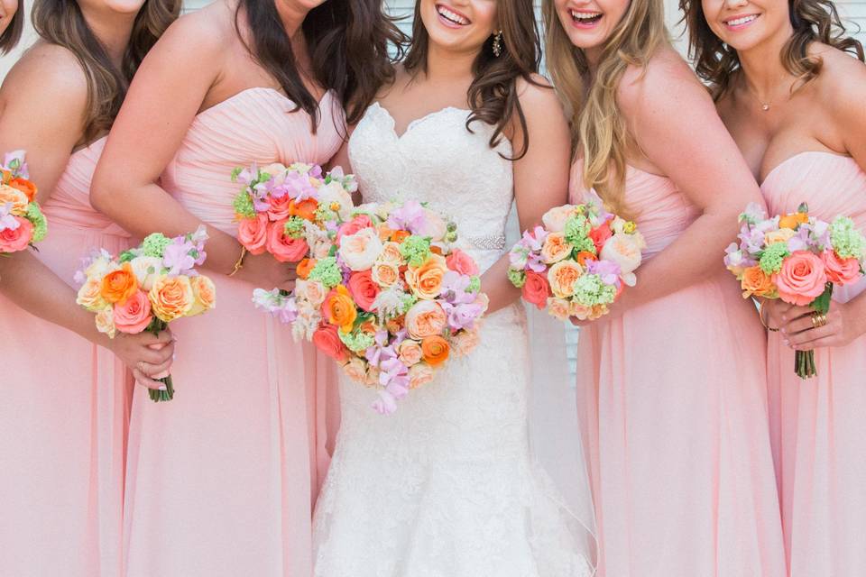 The bride with her bridesmaids