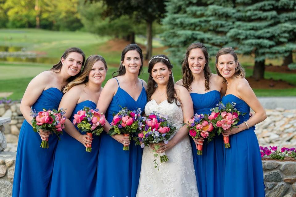 The bride with her bridesmaids