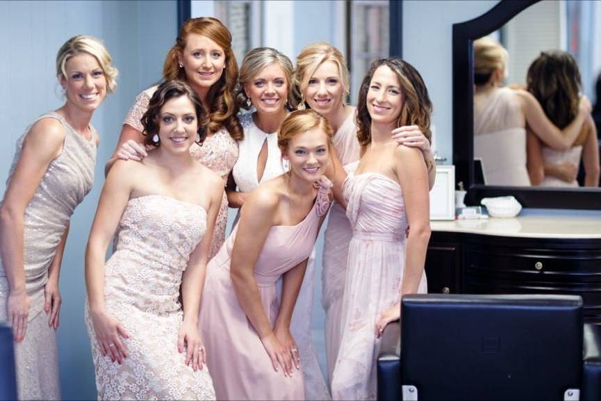 The bride and bridesmaids