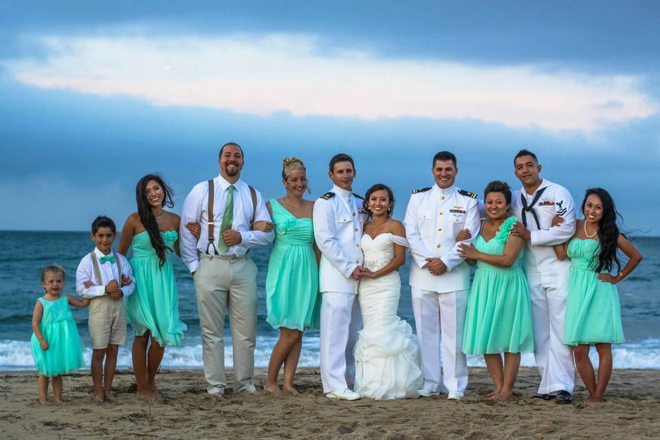 Group photo by the beach