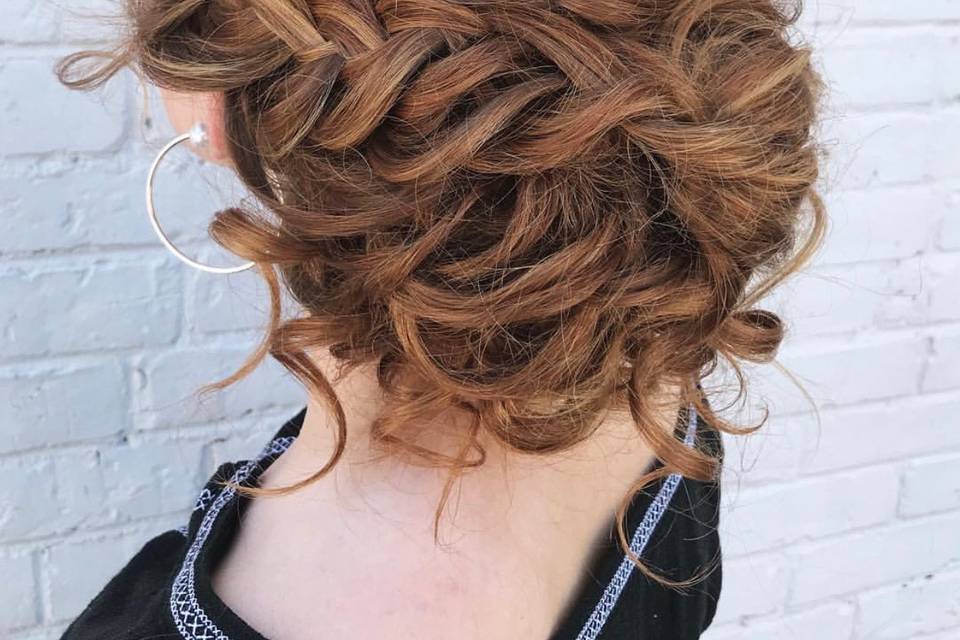Red braided updo