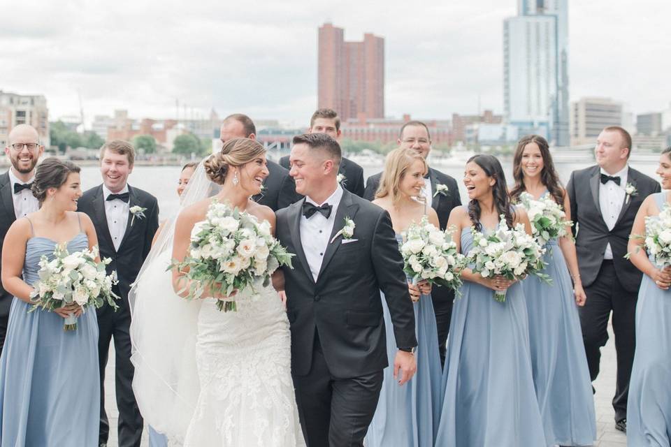 Groom wearing custom tuxedo