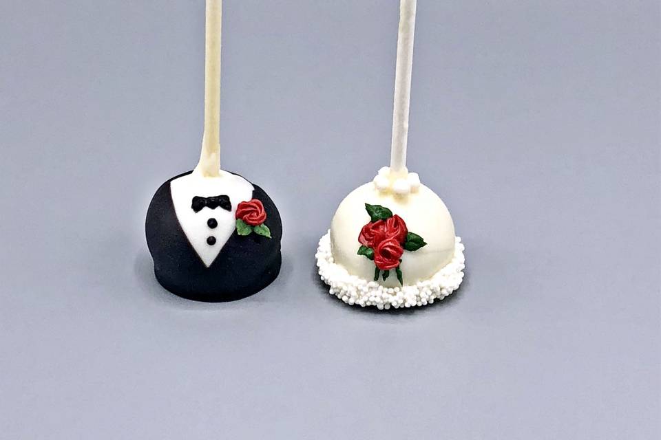 Bride and Groom Cake Pops