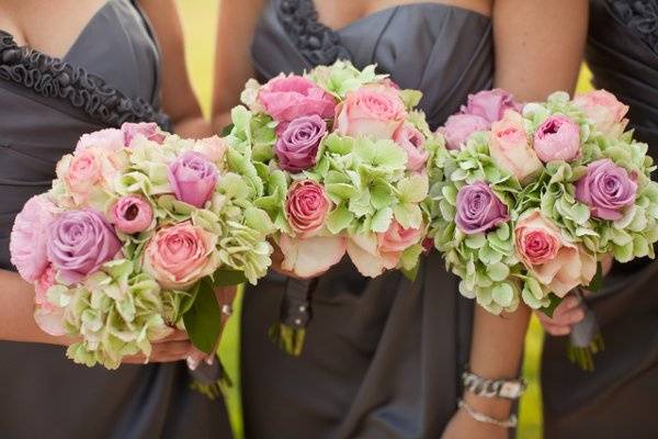 Purple and white bridal bouquet