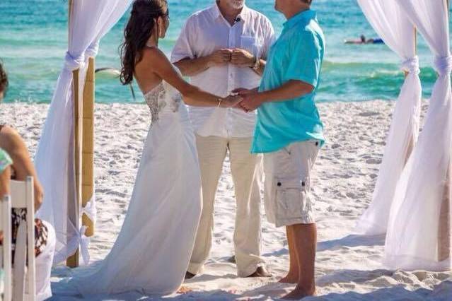 Beach wedding ceremony