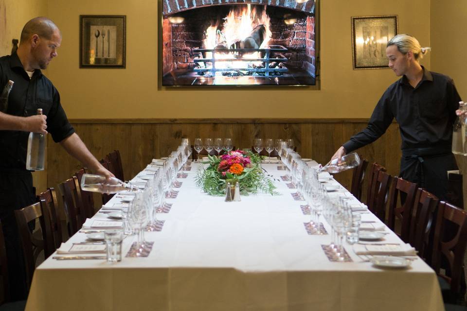 Private Dining Room at the Los Olivos Wine Merchant & Cafe-- ideal for intimate Rehearsal Dinners.