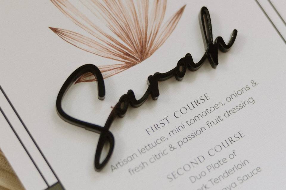 Menu With Acrylic Name