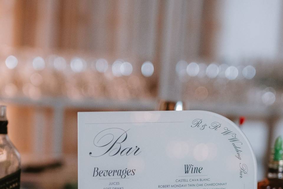 Acrylic Bar Menu